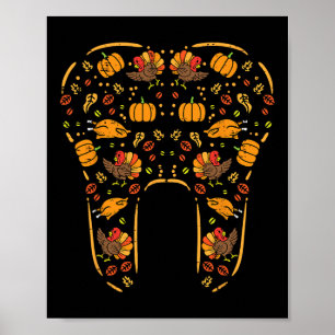 Affiche Thanksgiving Tooth mignonne Automne Dents Dentiste