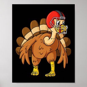 Affiche Thanksgiving Turkey Defensive End Football Boys Ki
