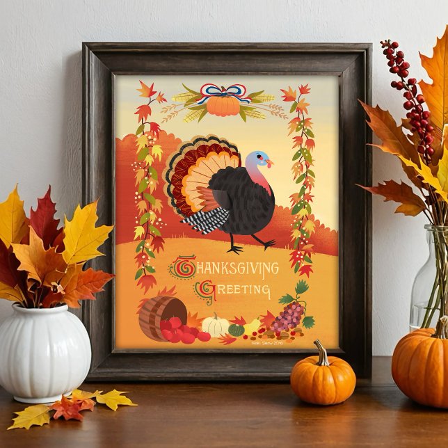 Affiche Thanksgiving Turkey Fall Harvest Art Print (Créateur téléchargé)