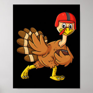 Affiche Thanksgiving Turkey Football Player Trophy Award P
