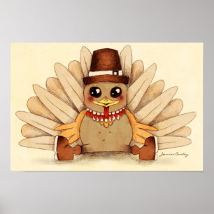 Affiche Thanksgiving Turkey Pilgrim Art Drawing