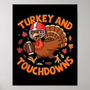Affiche Thanksgiving Turquie Et Touchdowns Fan De Football