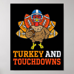 Affiche Thanksgiving Turquie Et Touchdowns Footba Américai