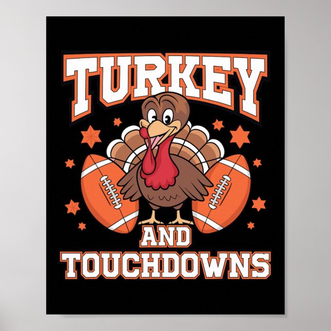 Affiche Thanksgiving Turquie Et Touchdowns Football Hommes (Devant)