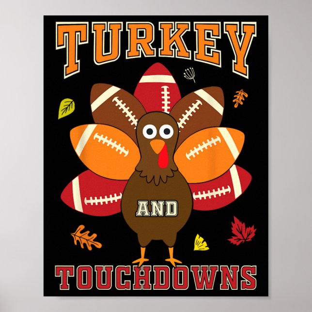 Affiche Thanksgiving Turquie Et Touchdowns Football Hommes (Devant)