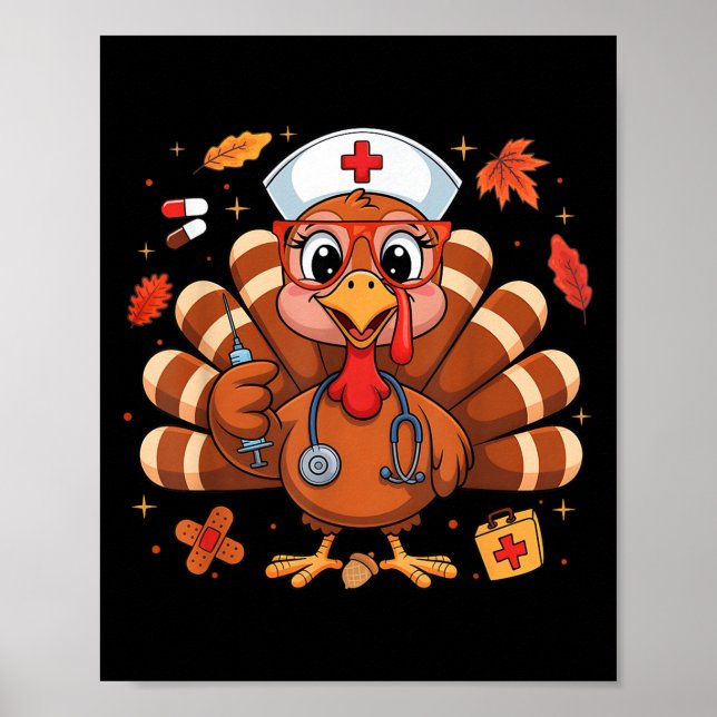 Affiche Thanksgiving Turquie Infirmière infirmière femmes  (Devant)