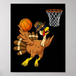 Affiche Thanksgiving Turquie Joueur de basket-ball Amusant
