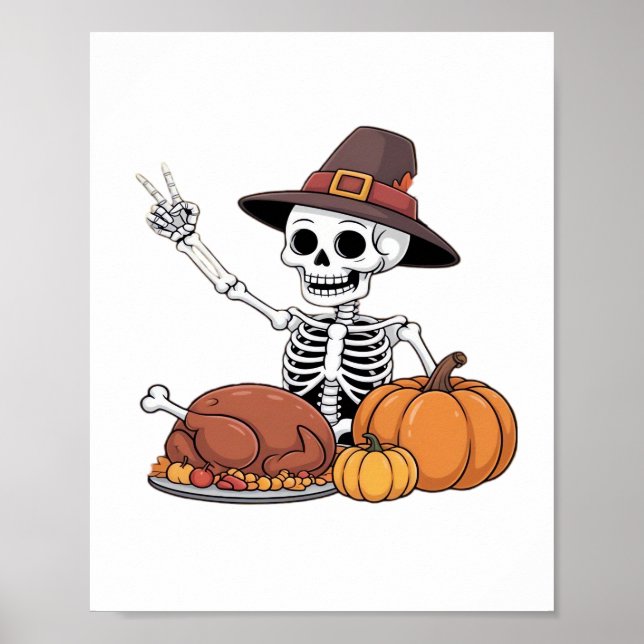 Affiche Thanksgiving X-ray Skeleton Funny Rock Hand Fall L (Devant)