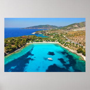 Affiche Thassos Island Kavala Greece Turquoise Water Blue