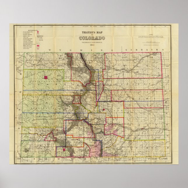 Affiche Thayer's map of Colorado 2 (Devant)