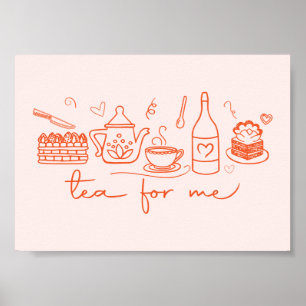 Affiche Thé à dessins capricieux pour moi, cuisine de fête