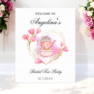 Affiche Thé à la rose party Fête de mariage Rose Gold Flor