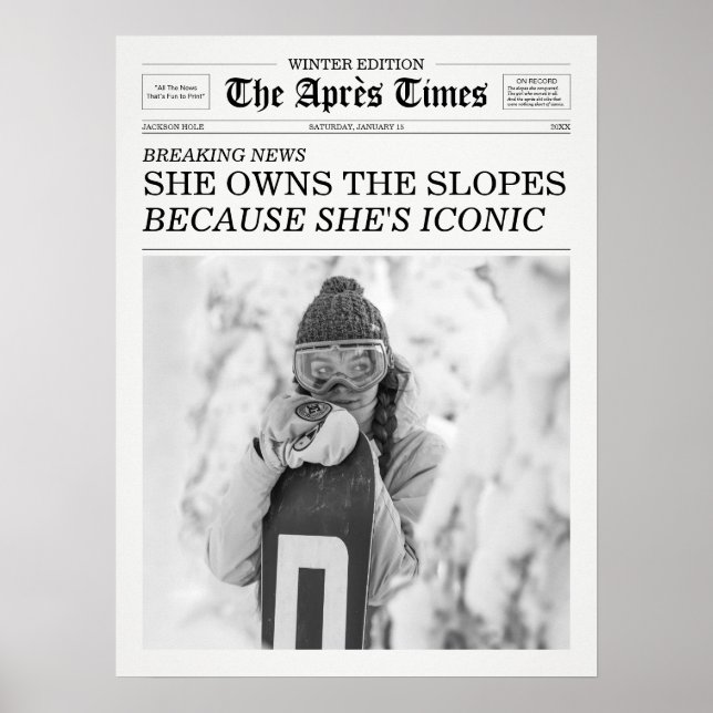 Affiche The Apres Times Newspaper She Owns The Slopes (Devant)