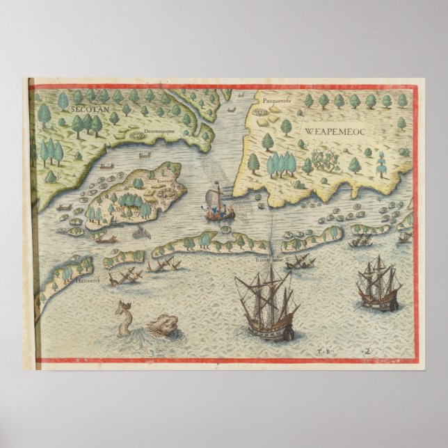 Affiche The arrival of the Englishmen in Virginia (Devant)