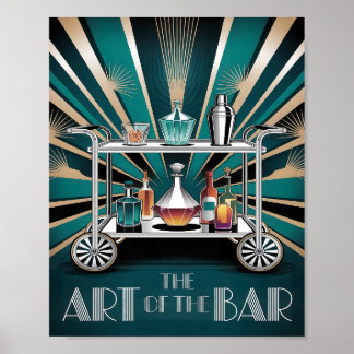Affiche The Art of the Bar Art Deco Cocktail Cart