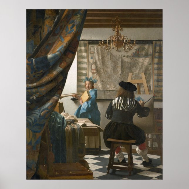 Affiche The Artist's Studio, c.1665-66 (huile sur toile) (Devant)