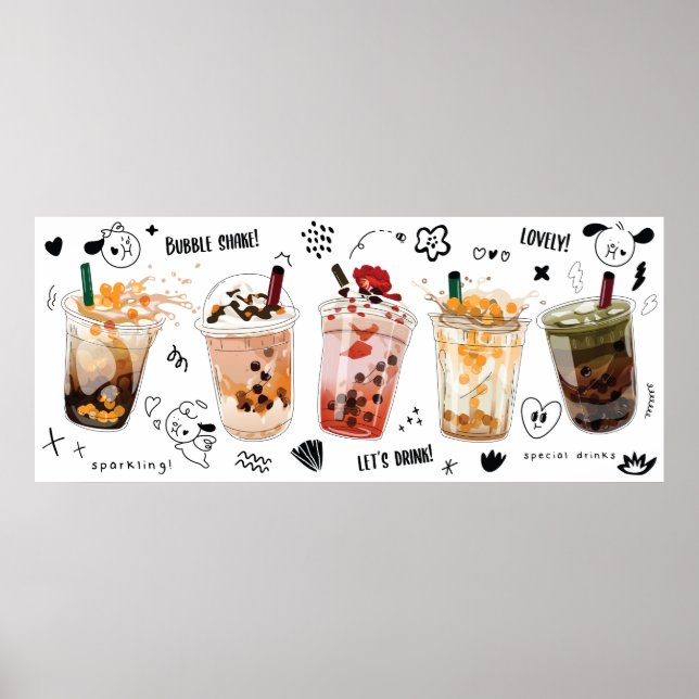 Affiche Thé au lait avec bulles (Devant)