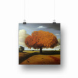 Affiche The Autumn Oak Fine Art Surreal Style<br><div class="desc">Mighty oak tree with autumn colored leaves is the center of this beautiful AI rendered surreal style digital art square poster.</div>