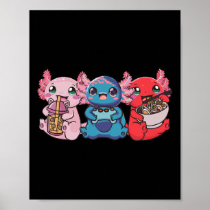 Affiche Thé Axolotl Bo Bubble Tea Jeux Joueur Ramen Axolo