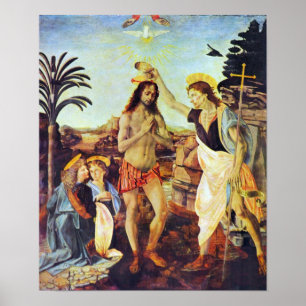 Affiche The Baptism of Christ by Leonardo da Vinci