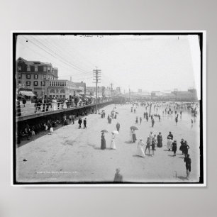 Affiche The Beach, Atlantic City, New Jersey, c1905