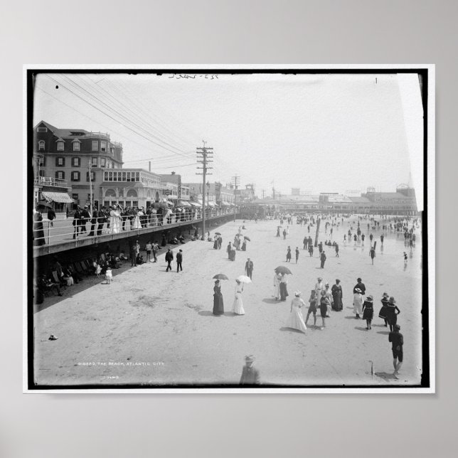 Affiche The Beach, Atlantic City, New Jersey, c1905 (Devant)
