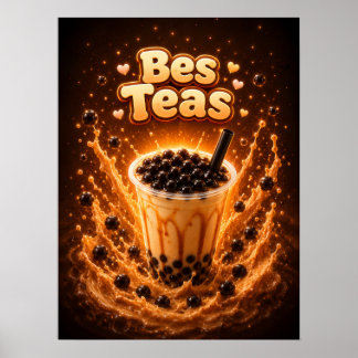 Affiche Thé Boba Perle Douce Vibration