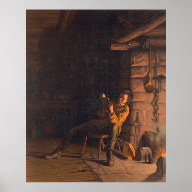 Affiche The Boyhood of Lincoln An evening in the log hut (Devant)