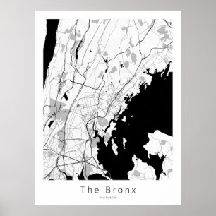 Affiche The Bronx New York City Modern White Map