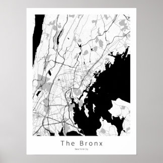 Affiche The Bronx New York City Modern White Map