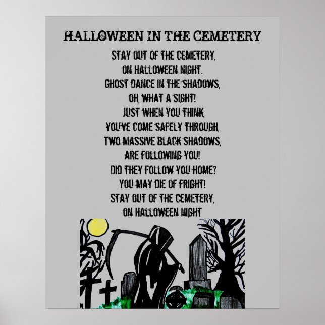 Affiche THE CEMETARY ON HALLOWEEN poem (Devant)