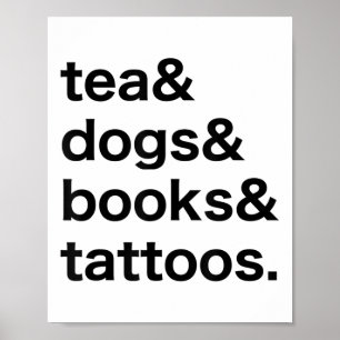 Affiche Thé Chiens Livres Tatouages _1
