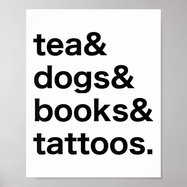 Affiche Thé Chiens Livres Tatouages _1 (Devant)