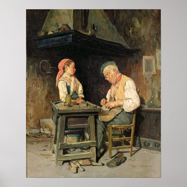 Affiche The Cobbler's Shop, 1874 (huile sur panneau) (Devant)