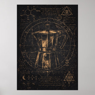 Affiche The Coffee Alchemist, Mystic Caffeine Abstract Art