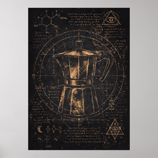 Affiche The Coffee Alchemist, Mystic Caffeine Abstract Art (Devant)