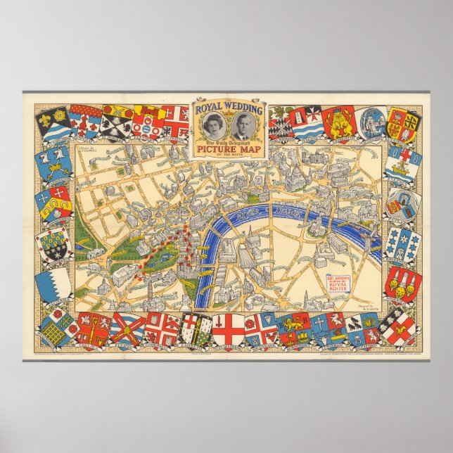 Affiche The Daily Telegraph Map of the Royal Wedding (Devant)