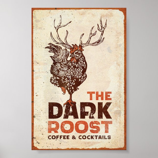 Affiche "The Dark Roost Coffee & Cocktails" Art Cool (Devant)