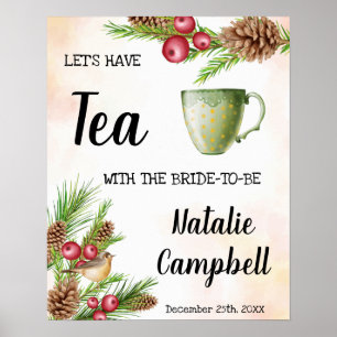 Affiche Thé de bienvenue Mariage Shower Design de Noël