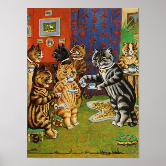 Affiche Thé de l'après-midi, Louis Wain (Devant)