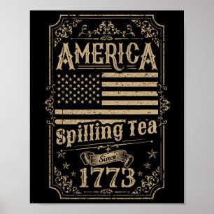 Affiche Thé déversé depuis 1773 4 juillet cadeau