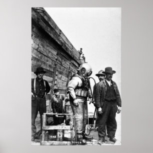 Affiche The Diver Vintage Hard Hat Scuba