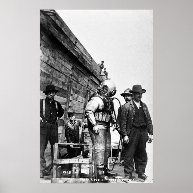 Affiche The Diver Vintage Hard Hat Scuba (Devant)