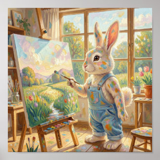 Affiche The Easter Bunny attempting to paint 