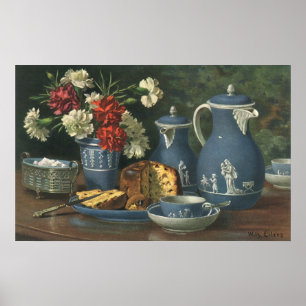 Affiche Thé et café de l'après-midi vintage, gâteau, thé e