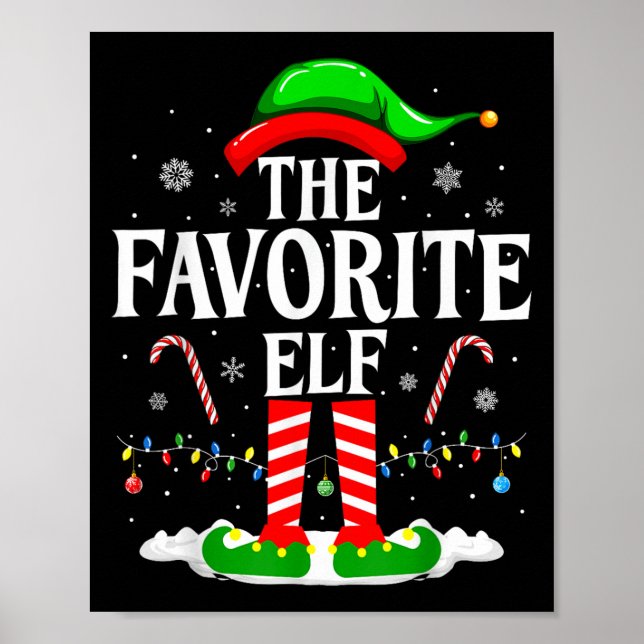 Affiche The Favorite Elf Funny Xmas Matching Family Christ (Devant)
