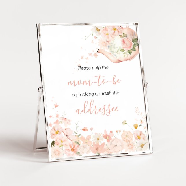 Affiche Thé floral rose pour station à deux enveloppes (Pink Floral Tea for Two Baby Shower Envelope Station Sign)