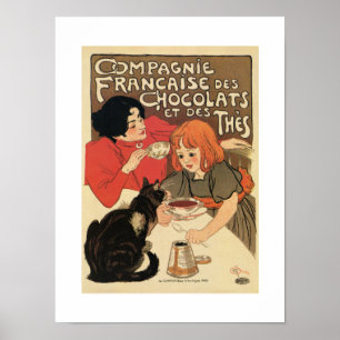 Affiche Thé français vintage et publicité chaude de cacao
