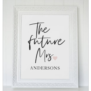 Affiche The Future Mrs and Your Name Modern Beauty Gift