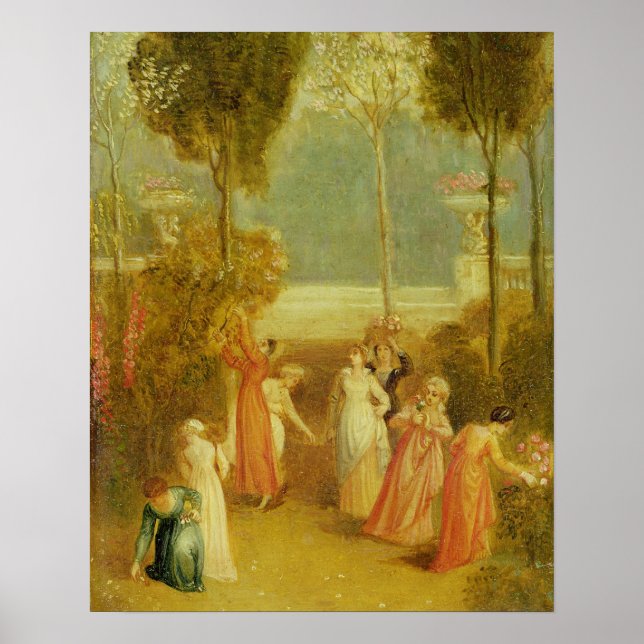 Affiche The Garden, c.1820 (oil on panel) (Devant)